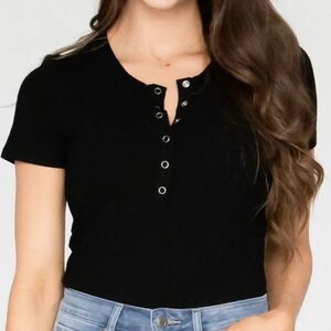 Grace & Lace Elegant Black Button Bodysuit